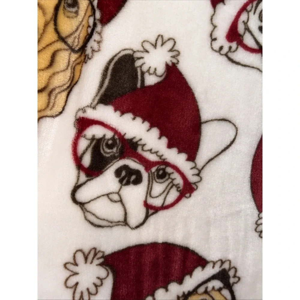 Merry & Bright Christmas Dogs Throw Blanket Cozy Plush Oversized 50 X 70 NWT New